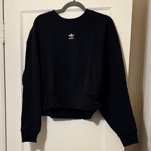 Adidas Women's Black Crew Neck Sweatshirt Size Large Cropped